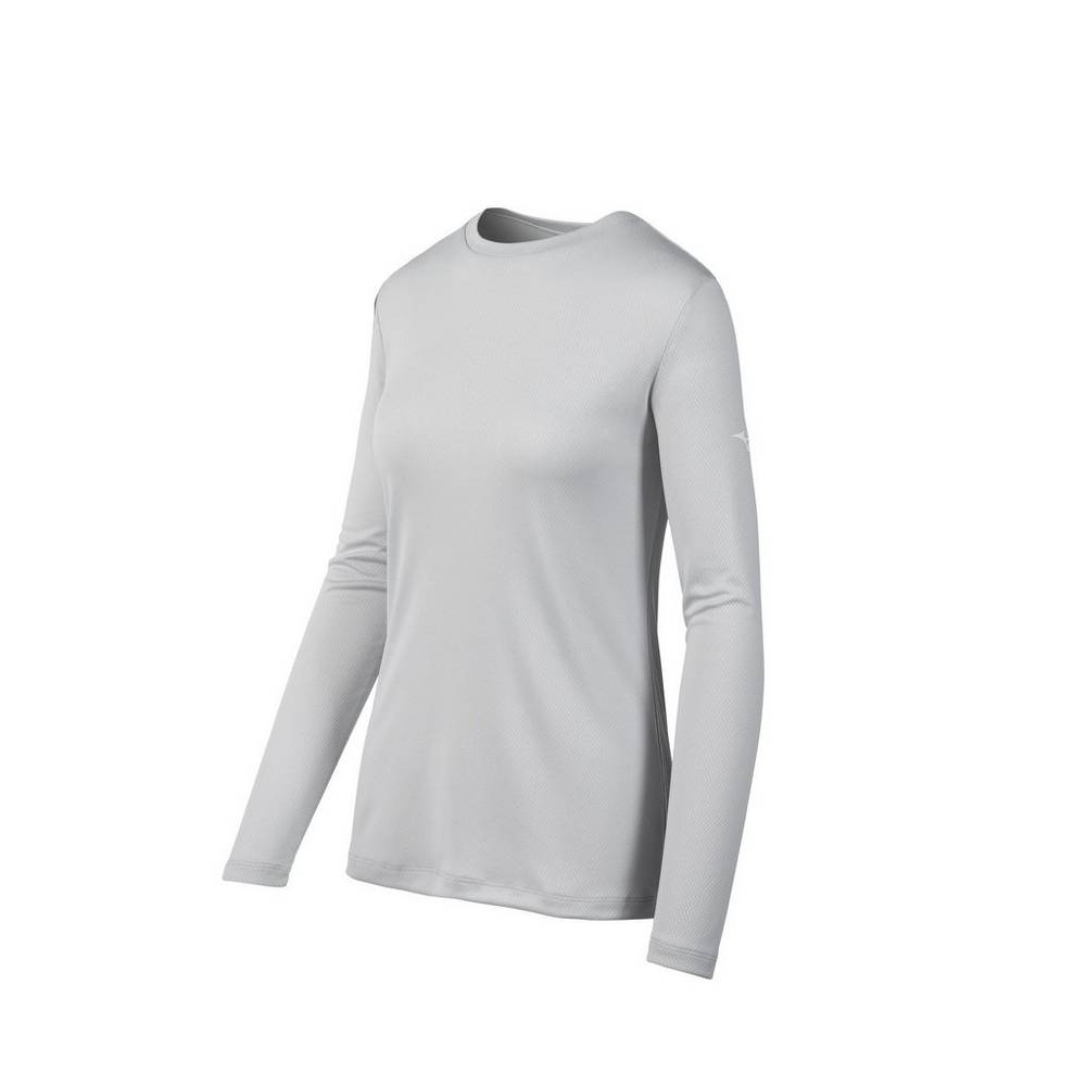 Womens Mizuno Long Sleeve T-Shirts Grey Philippines (NUQYTD273)